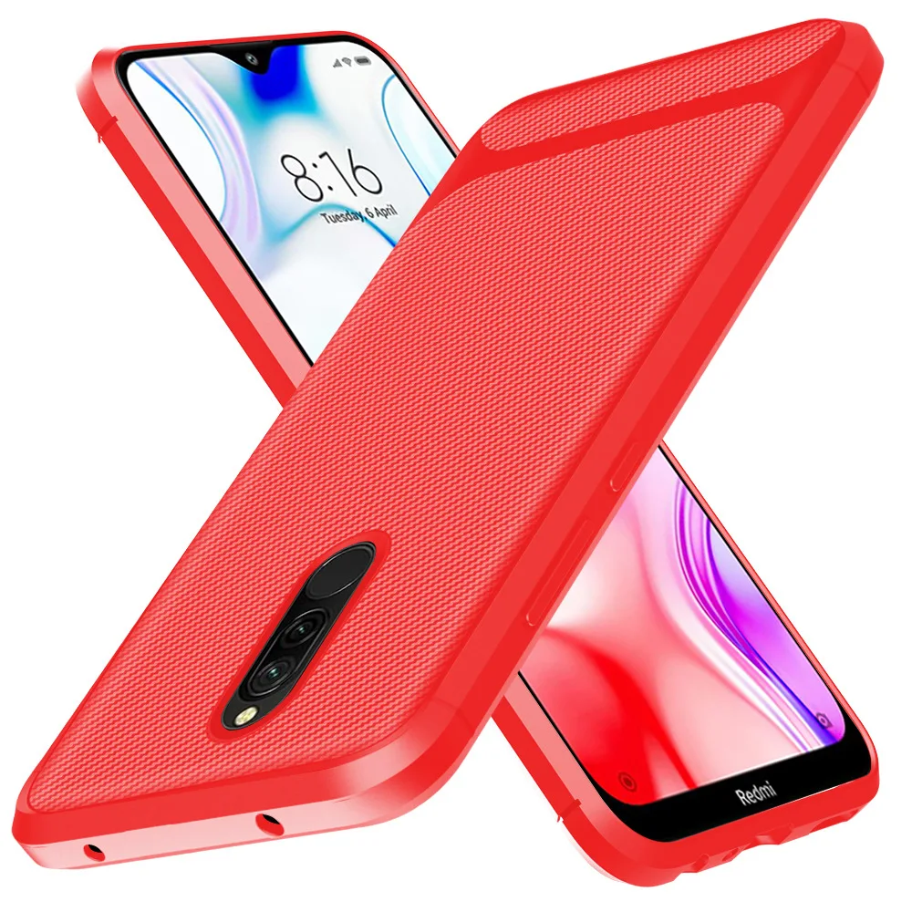 Красный Мягкий силиконовый чехол для телефона Xiaomi Redmi 8A противоударный чехол для Xiaomi Redmi 8 защитный ТПУ чехол - Цвет: Красный