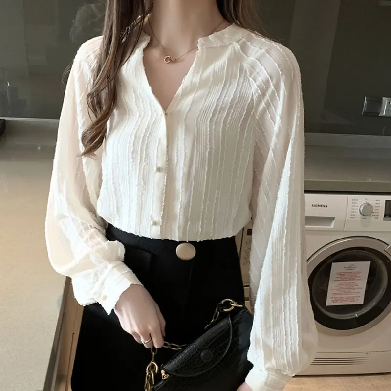 Рубашки с длинным рукавом для женщин женская блузка V образным вырезом топы