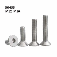 m12 m16 304 stainless steel countersunk hexagon screws flat head hex socket bolts din7991 fastener parter length 20mm 120mm