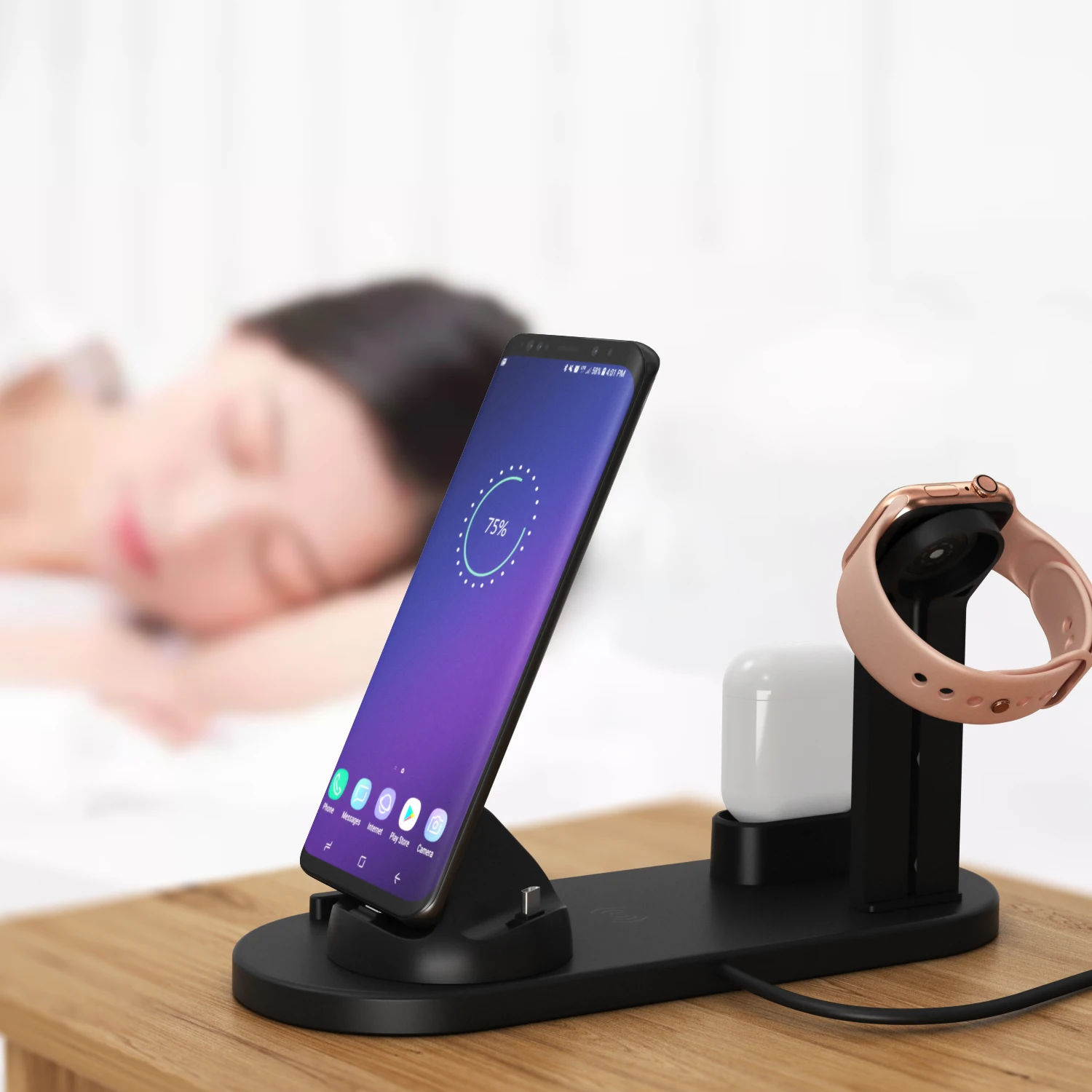 Wireless Charging Mobile Phone Charger Station 3IN1 Multi Function Charging Stand with Type-c for Iphone for Airpods for Iwatch