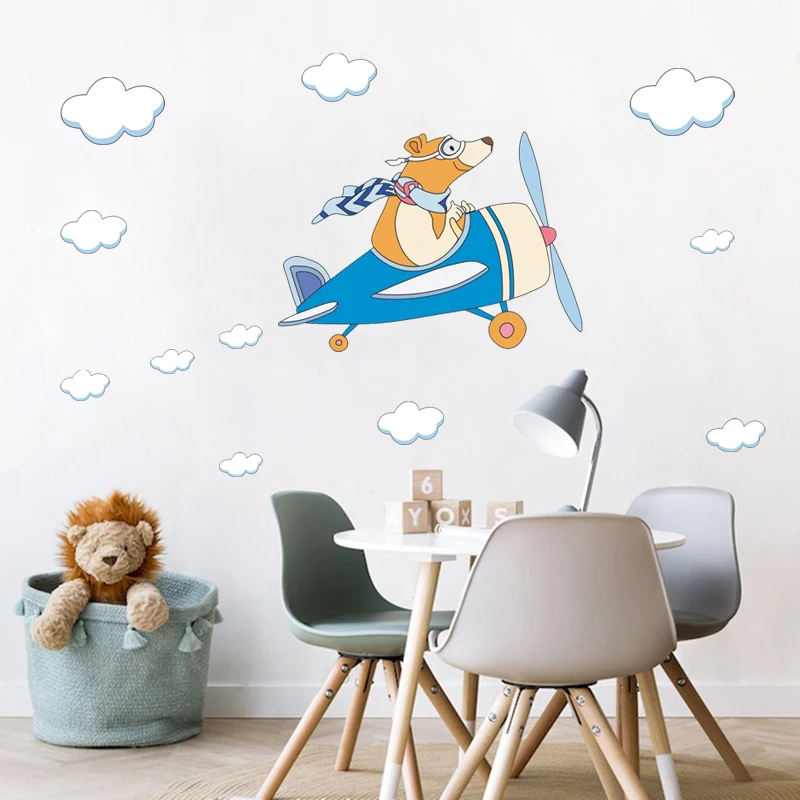 Медведь флиинг Самолет боевой самолет планер наклейки на стену Мультфильм