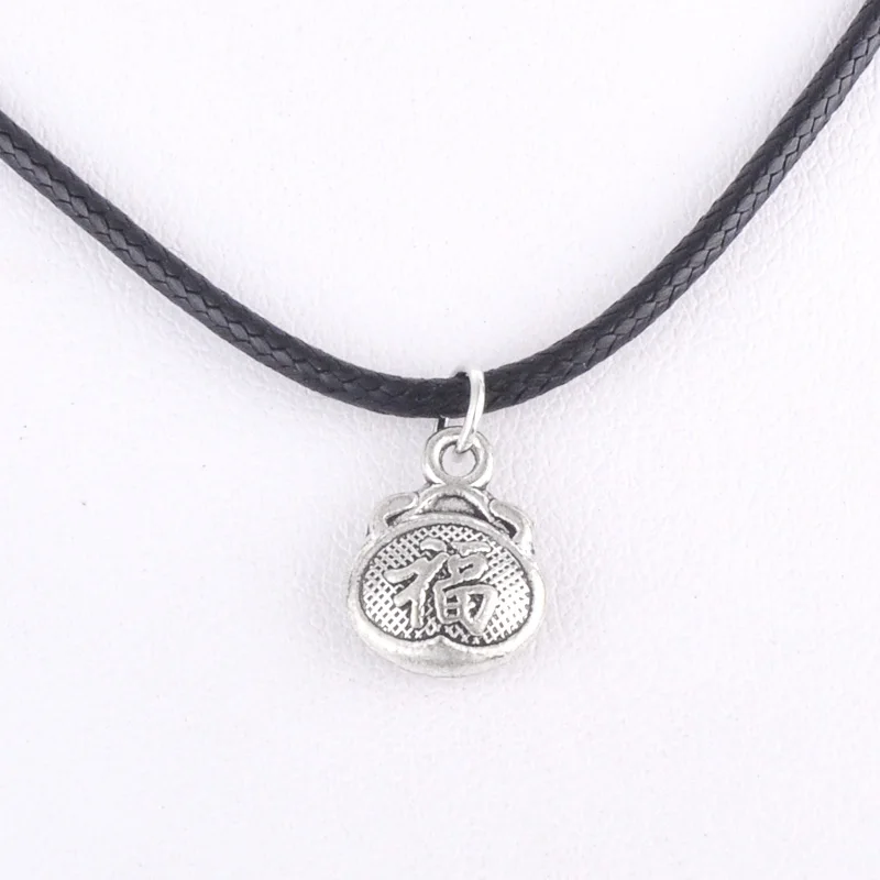 10*13 мм винтажная античная бронза Китай фу удача сумка кулон ожерелье женщин чокер