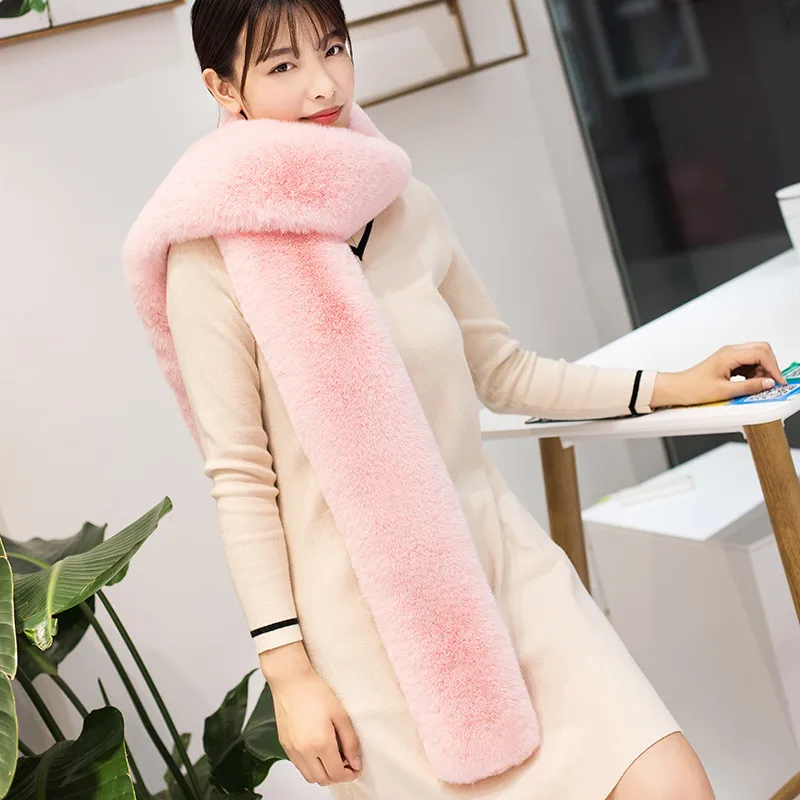 Модный шарф новинка 2019 из искусственного лисьего меха длинный яркого цвета