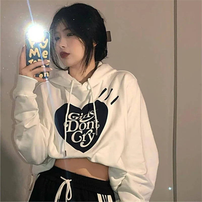 

Специальное предложение, картина, полиэфирное волокно, хлопок 2021, Осенний свободный свитер с капюшоном и принтом в форме сердца