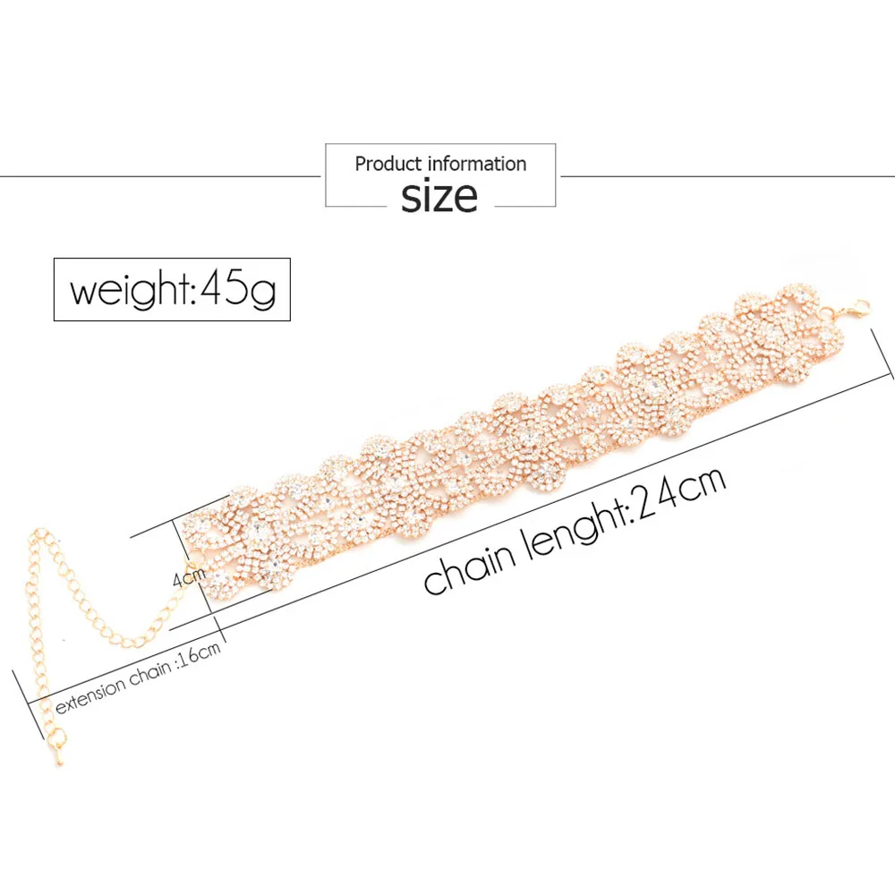 

Exaggerated Big Brand Necklace Fashion Full Rhinestone Flower Crystal Necklace Alloy Retro Female Necklace sh