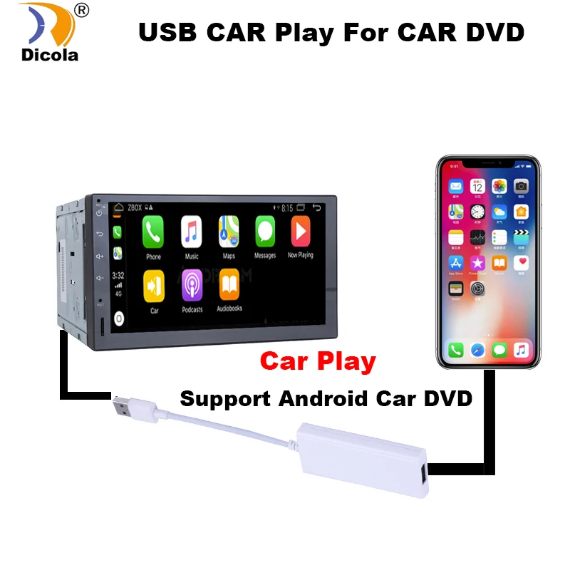 Carlinkit USB умная Автомобильная короткая тяга ключ для навигационная система для Android для Apple Carplay модуль Авто смартфон с USB Carplay адаптер