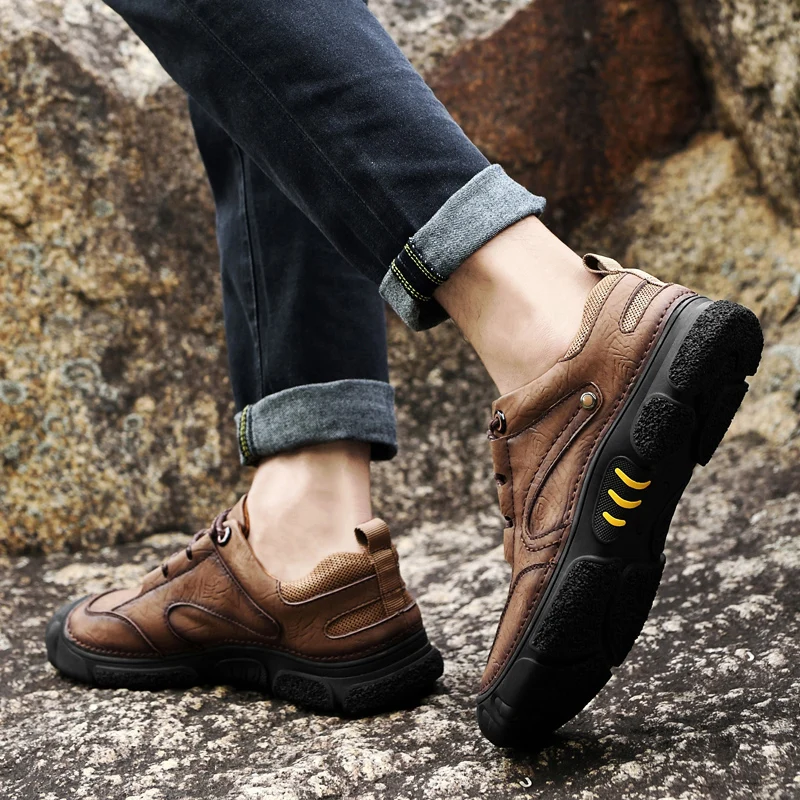 

Высококачественная Мужская походная обувь ручной работы из натуральной кожи, модная популярная дешевая мужская спортивная обувь для отдых...