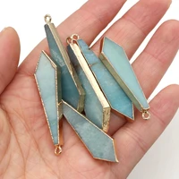 1pcs natural stone water drop shape amazonite pendants charms for jewelry making diy accessories fit necklaces earring 12x48mm