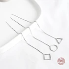 LKO Настоящее серебро 925 пробы, длинные серьги с кисточками для женщин, треугольные круглые квадратные серьги-гвоздики для девочек, ювелирные аксессуары