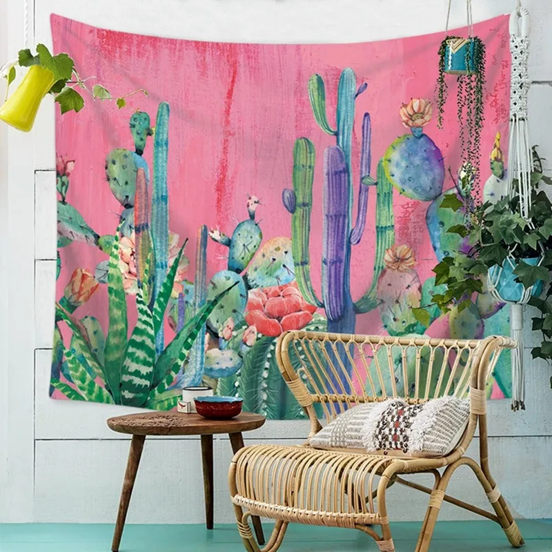 92x70 см ретро элегантный кактус печать Гобелен Мандала настенный хиппи гобелен