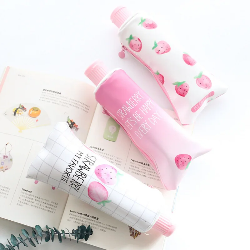 1 шт. зубная паста с ароматом клубники из искусственной кожи чехол карандаш