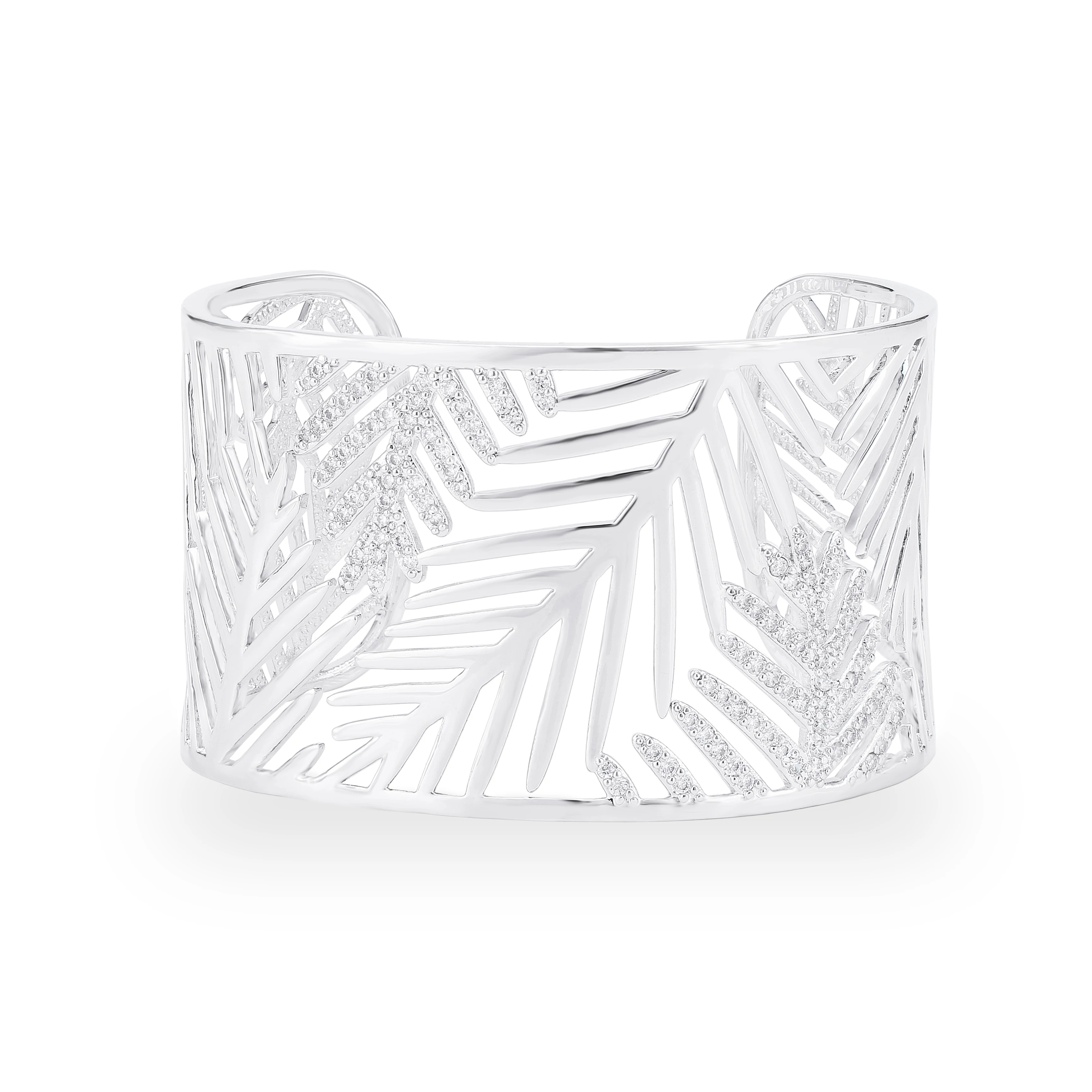 Очень модный прозрачный AAA кубический циркон широкий жесткий браслет для женщин