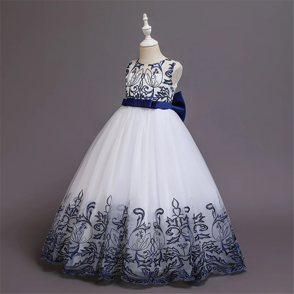 Детское платье цвета шампанского с вышивкой в пол|girls formal dresses|child bridesmaiddress for |