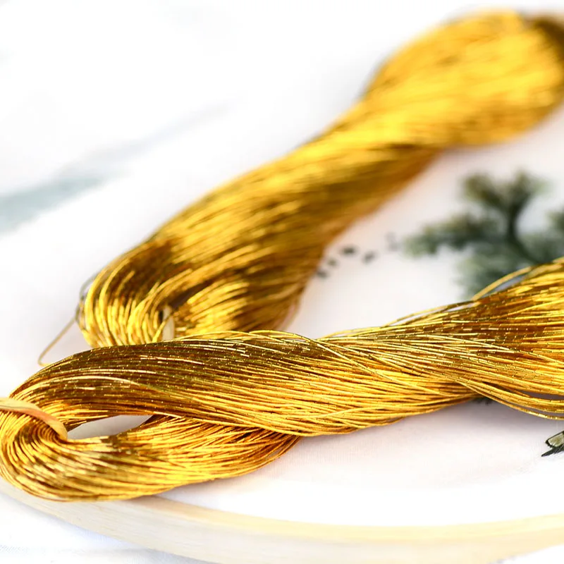 1 шт. 70 метров яркая круглая шелковая проволока золотая нить для вышивания ручной