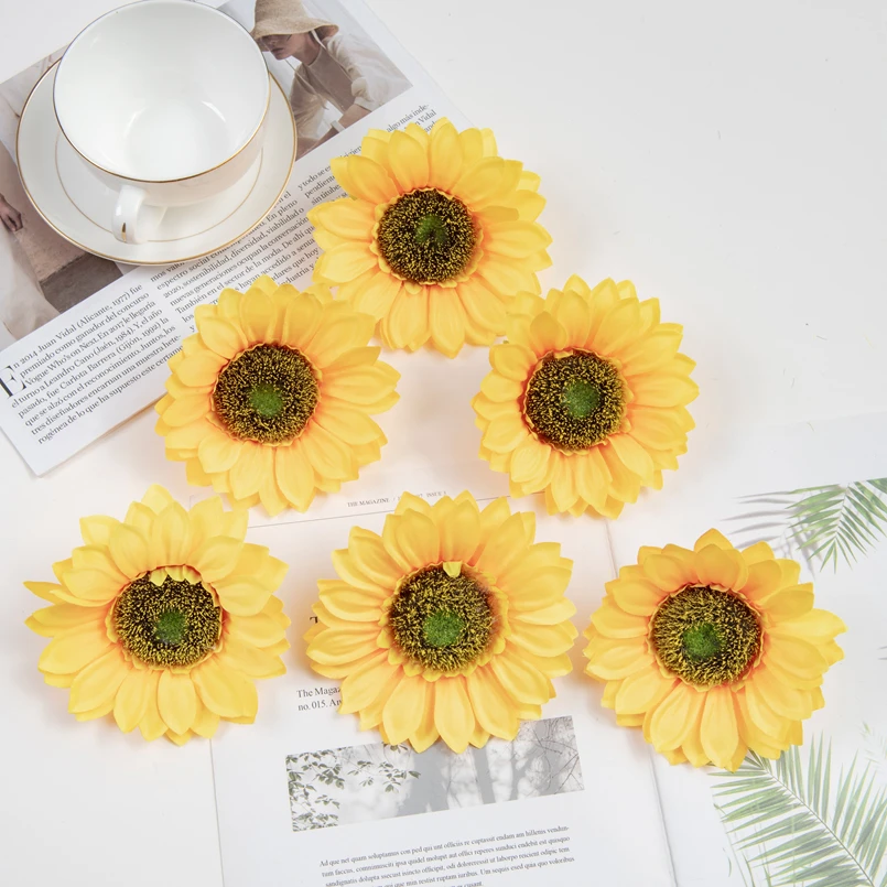 

5PCS Big Artificial Flowers Yellow Sunflower New Year's Eve Christmas Decoration for Home Accessories Wedding Wall Decor Garland