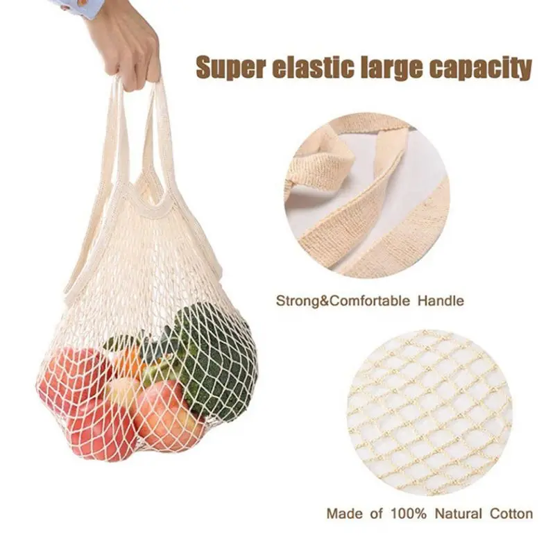 

7Pcs Organic Cotton Mesh Bags Reusable Biodegradable Shopping Grocery Net Bags LX9F