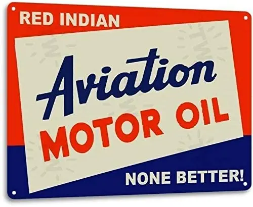 

Indian Aviation Motor Oil Garage Auto Shop Gas Retro Wall Decor Large 8" X 12" Metal Tin Sign Plaque Poster