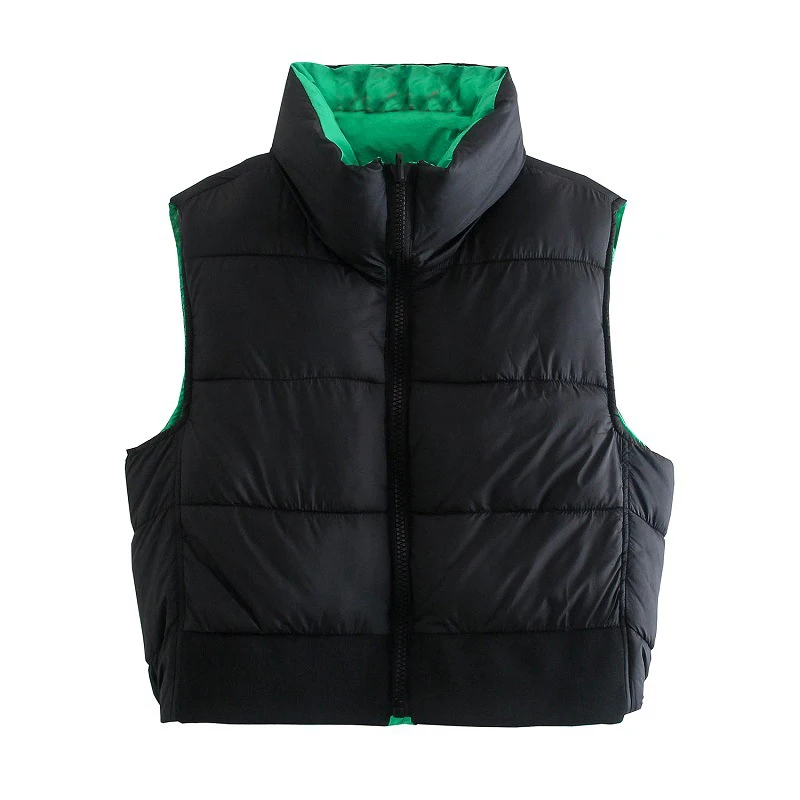 

2021 Autumn New European Streetwear Vest Waistcoat Hipsters Double-Sided Stand-up Collar Sleeveless Vest Jacket