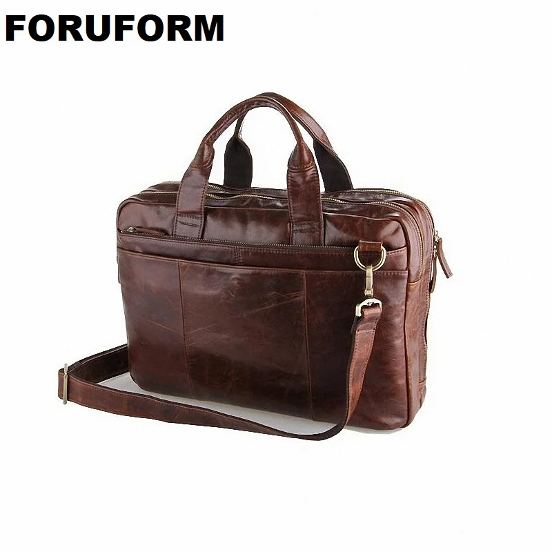 Classic Vintage Genuine Leather Men's Briefcase Laptop Bag High Quality Men Messenger Bag Handbag Business Shoulder Bag LI-826