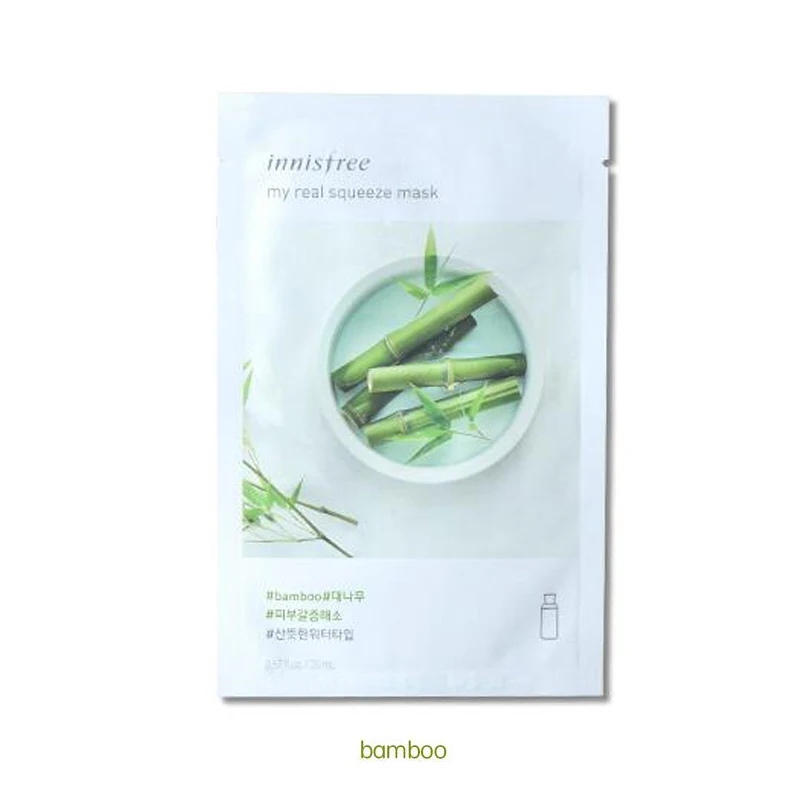 bamboo Innisfree It's Real Squeeze Mask увлажняющая маска с контролем жирности, Антивозрастная гладкая кожа, Корейская косметическая маска для лица - Цвет: bamboo