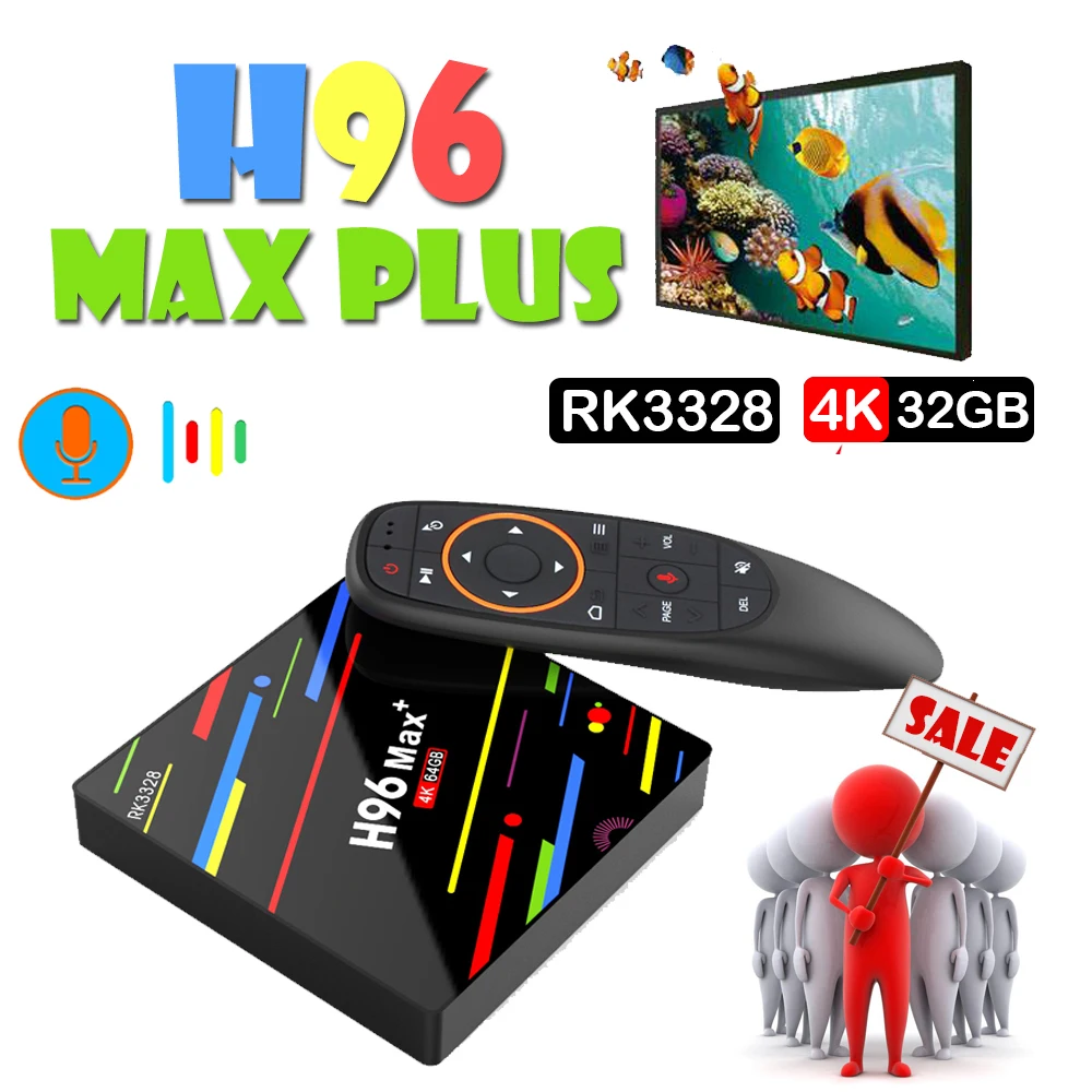 Смарт-приставка H96 Max Plus ТВ приставка Android 8,1 4 Гб 64 Гб Rk3328 четырехъядерный 5G Wifi 4 K H.265 медиаплеер H96 Pro H2 P