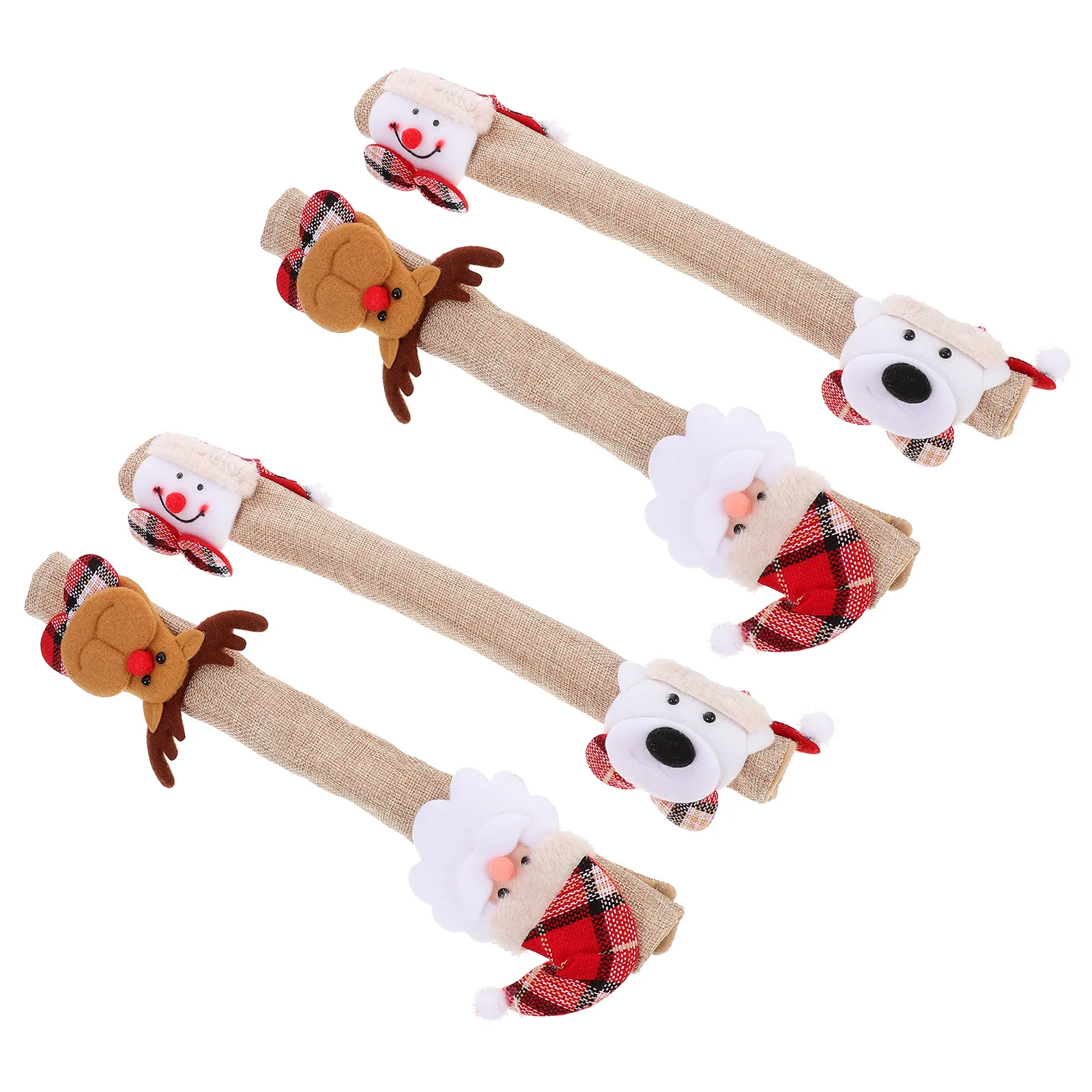 

4pcs Xmas Microwave Handle Covers Decorative Handle Protectors Knob Cover Supply