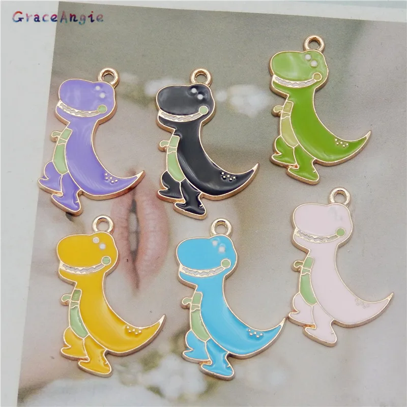 

6 шт. смешанные эмалевые подвески из Сплава Эмалевый Динозавр Детский мультяшный кулон ожерелье для висячих сережек diy браслет 29*19 мм упаков...