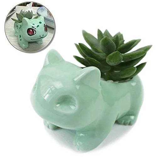 Большой 13 см x 7,5 см Kawaii керамический цветочный горшок Bulbasaur суккулентный горшок милые зеленые растения цветочный горшок с отверстием для дропшиппинг