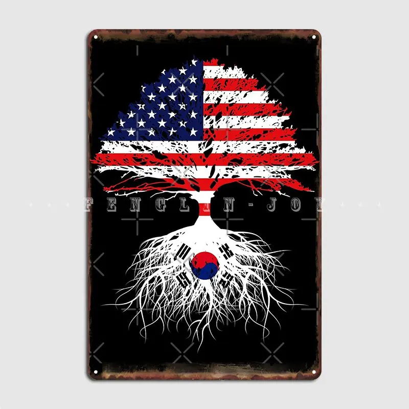 

Корейские корни корейские американские корейские выросшие корейские США флаг металлический знак клуб бар винтажная стена фотопостер