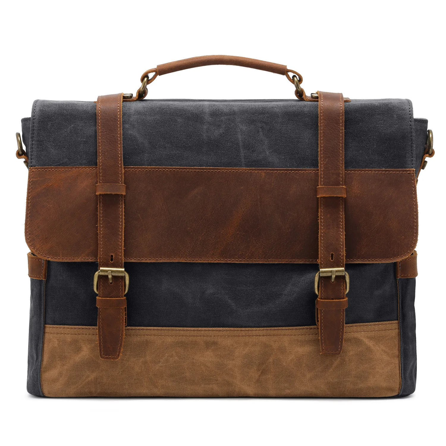 Масляная Вощеная холщовая сумка мессенджер из кожи Крейзи Хорс на одно плечо