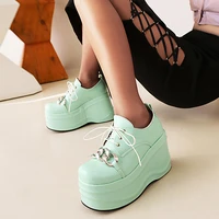 oversized metal embellished lace up pumps high waterproof platform heightened breathable thick primer patent leather loafers