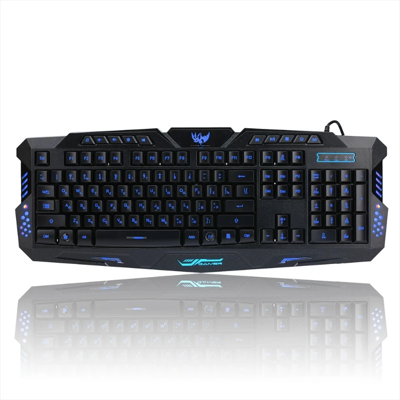 

Russian Version 3 Color Backlight LED USB Powered Wired Gaming Keyboard For Gamer