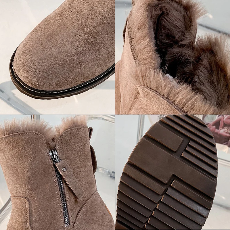 

2020 Winter New Version Women's Felt Boots Pale Mauve,Black Boots Zipper Martin Tassel Furry Western Ankle Snow Timberland Boots