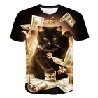 Футболка Мужскаяженская с 3d принтом, модная крутая рубашка с коротким рукавом, топ с принтом двух кошек, на лето, 2021
