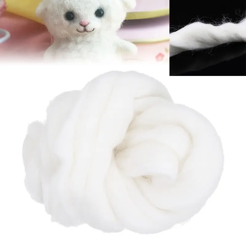 

50g Soft White Merino Dyed Felting Wool Tops Roving Wool Fibre For Needle Felting DIY Doll Needlework Sewing Projects