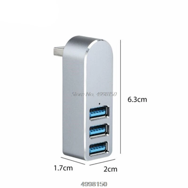 Алюминиевый сплав мини 3 порта USB 0 концентратор роторный сплиттер адаптер для ПК