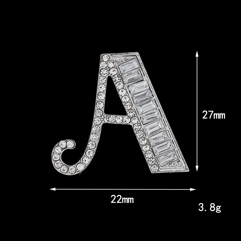 XIAO ZHAN Letter Pin Crystal Brooches for Women Creative Alphabet Metal Badges Lapel Brooch Collar Coat Cap Backpack Accessories | Украшения