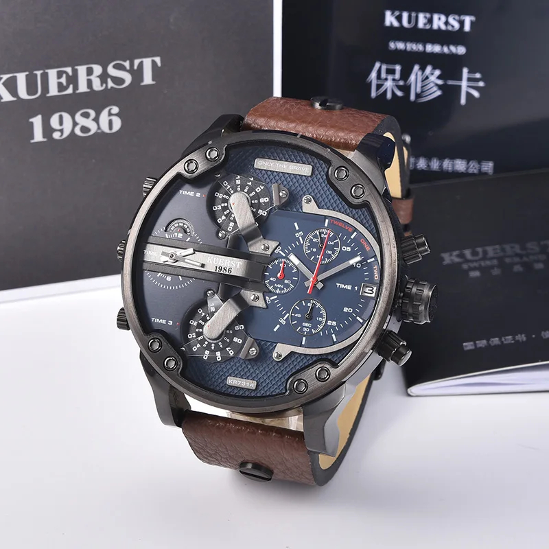 

2021 New Fashion KR7314 Steel & Belt Men Watch Stainless Waterproof Sports Chronograph Quartz Men Relogio Masculino