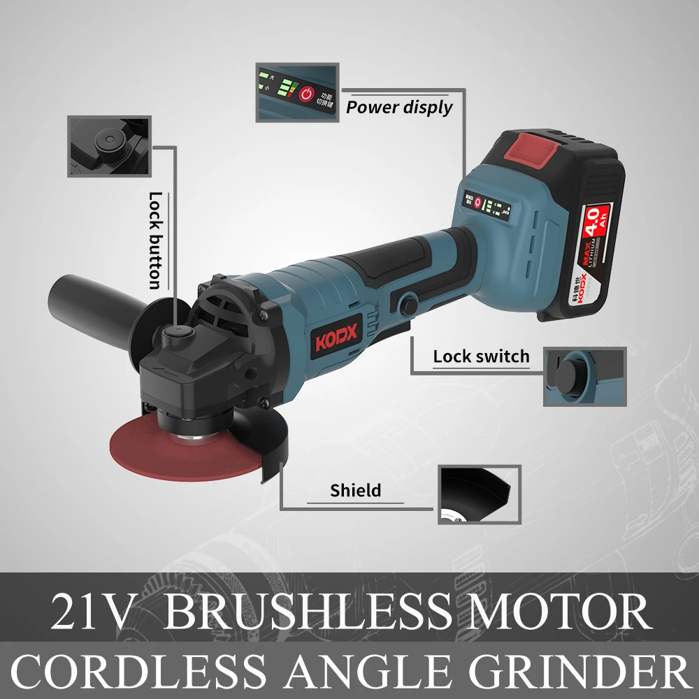 Бесщеточная беспроводная ударная угловая шлифовальная машина для Makita 21 в 125 мм