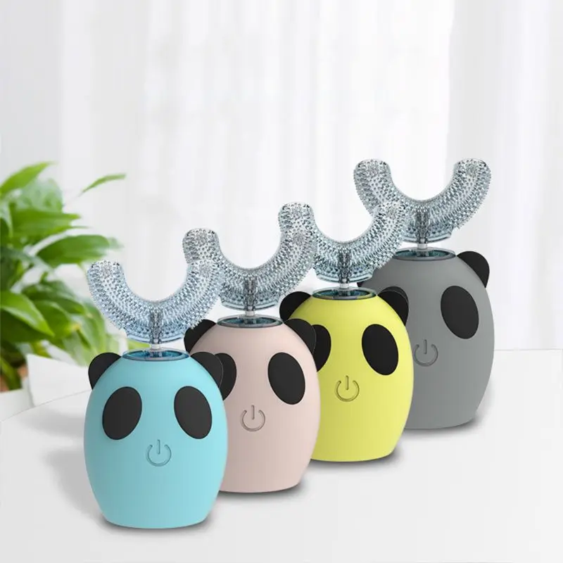 Мультяшная детская звуковая электрическая зубная щетка U образная силиконовая