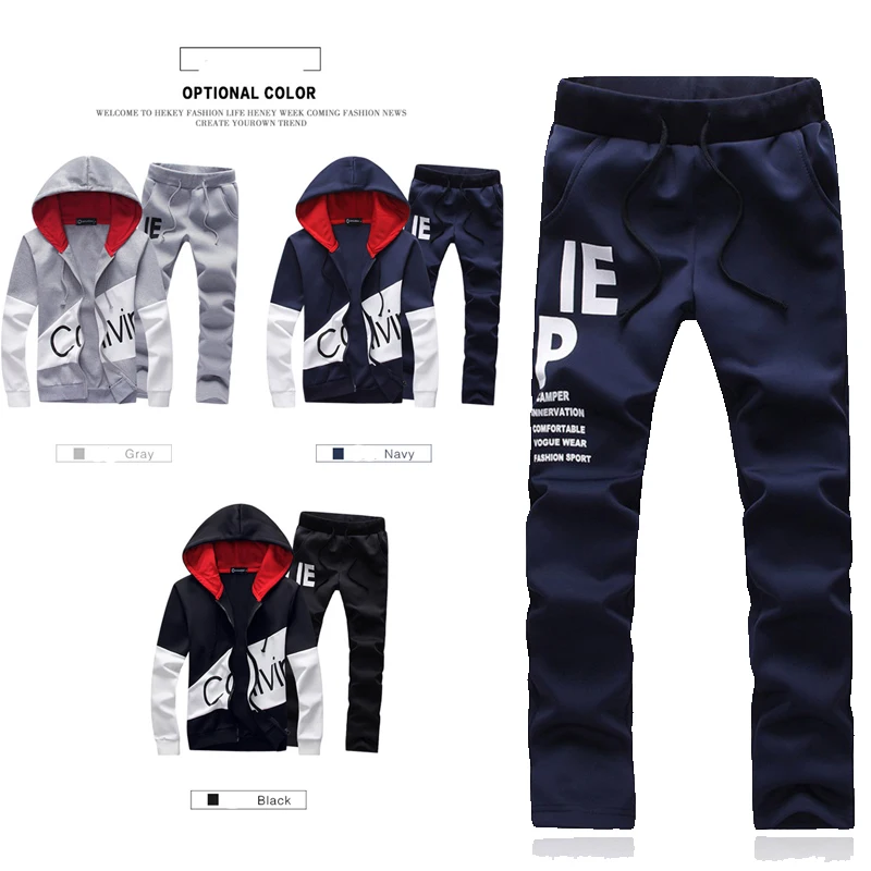 Mens Clothing 2 Sets Piece Men Set Sport Tracksuit Outfit SweatSuits Hoodies& Long Pants Track 5XL Large Size Tracksuit Men Set