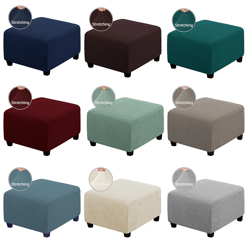 

1PCS Jacquard Ottoman Stool Cover Elastic Square Footstool Sofa Slipcover Footrest Chair Covers Furniture Protector Covers