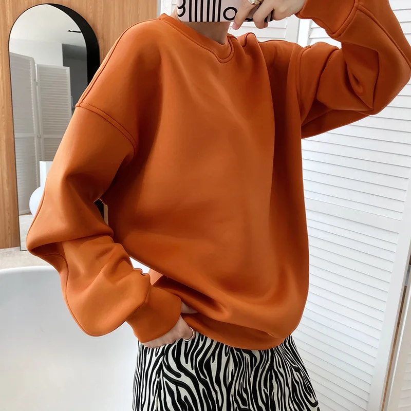 

Luxi lazy silhouette space cotton sweater women's new autumn loose BF Pullover air layer round neck top 270