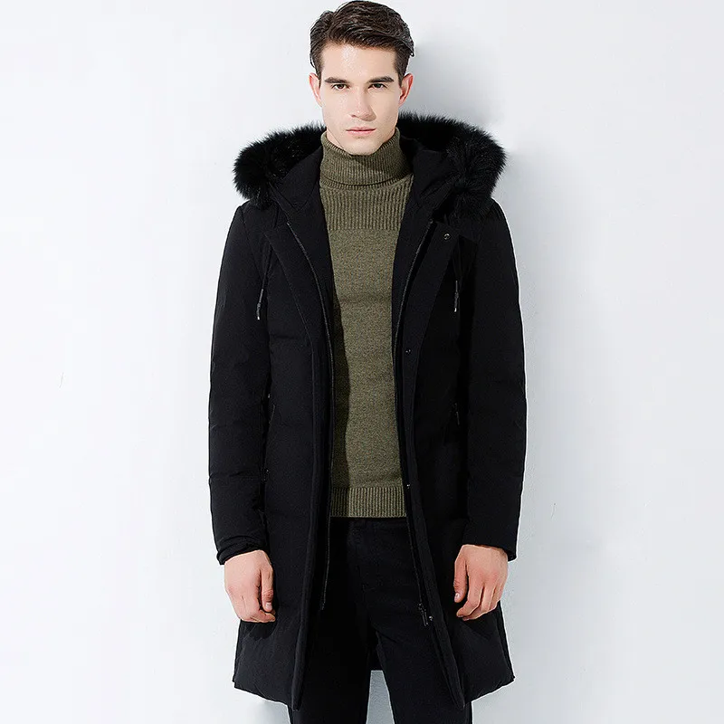 

Duck Winter Jacket Casual Fox Fur Collar Warm Parka Men Down Coats Overcoat Abrigo Hombre KJ696