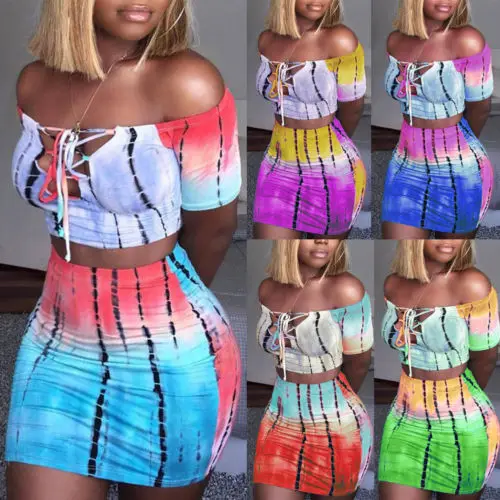 Женский комплект из топа с открытыми плечами и мини юбки размеры от XS до 2XL| |