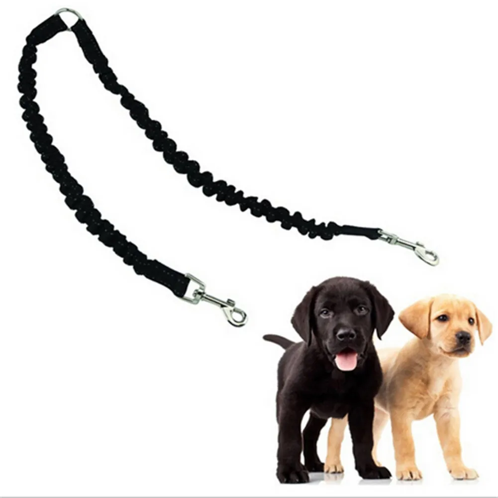

Adjustable Pet Dog Elastic Double Leashes Collar Rope Belt Outdoor Nylon Walking Leads For 2 Dogs Leashes Splitter