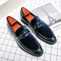 fashion british style suede mens dress shoes suit designer luxury blue mens wedding shoes casual loafers men oxford shoes