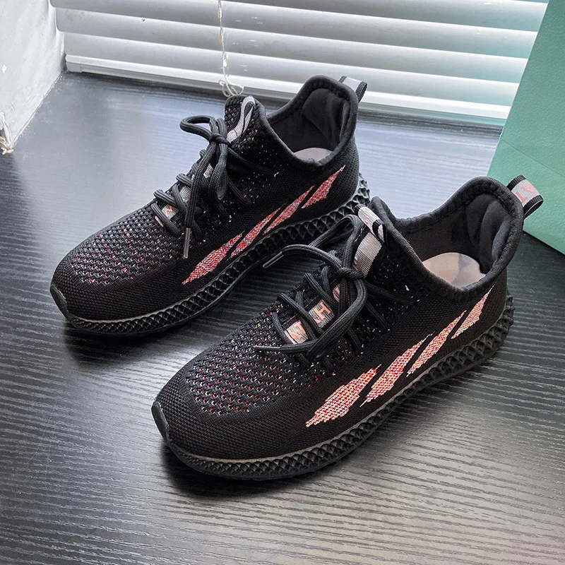 Summer Women Shoes Breathable Mesh Women Sneakers Black Pink Lace Up Casual Shoes Ladies Outdoor Vulcanized Shoes Woman 2021 summer women sneakers purple black fashion knitting flats women s shoes mesh breathable ladies casual women vulcanized shoes