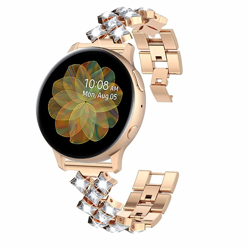 

Bling Bracelet for Samsung Galaxy Watch 3 41 45mm Active 2 Gear S3 Frontier Band Diamond Stainless Steel Strap for Huawei GT 2