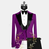 szmanlizi 2022 tailor made costume homme purple slim fit men suits tuxedo groom wear 3 pieces dinner party wedding suits for men